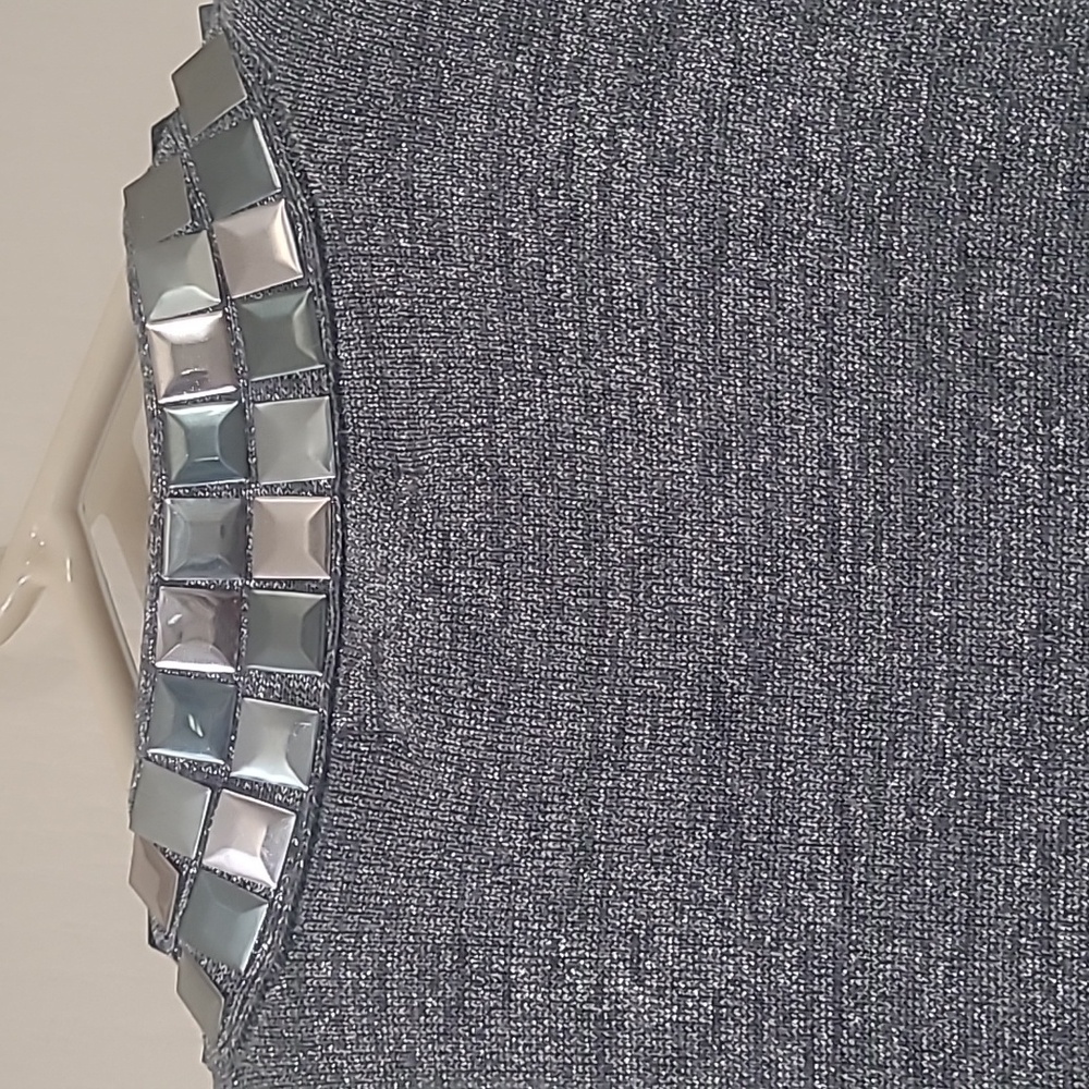 CACHE Shimmering Gray Cardigan with Metallic Accents Size M - Picture 12 of 13